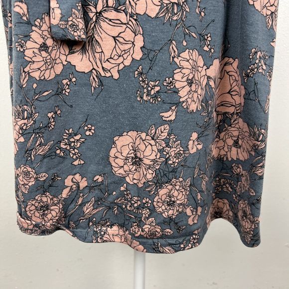 Moosungeek Dress Women Large Blue Floral All Over Print Long Sleeve Surplice - Picture 8 of 15